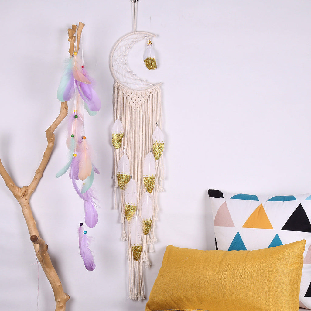 Crescent Dream Catcher Home Decor Gold | 0 | Wiccan Center
