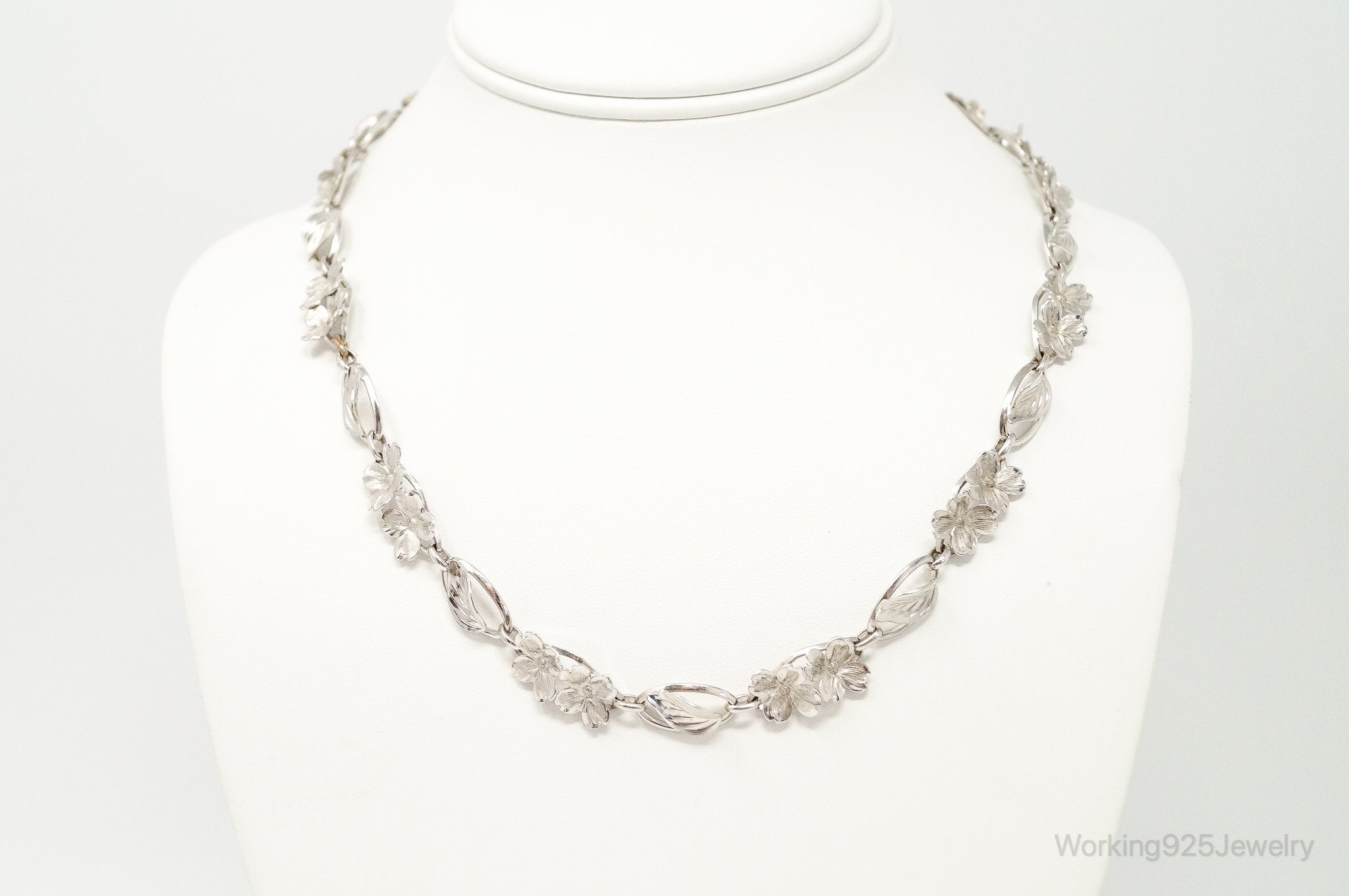 Antique SB Floral Art Nouveau Link Sterling Silver Necklace | Jewelry > Necklaces > Pendants | Wiccan Center
