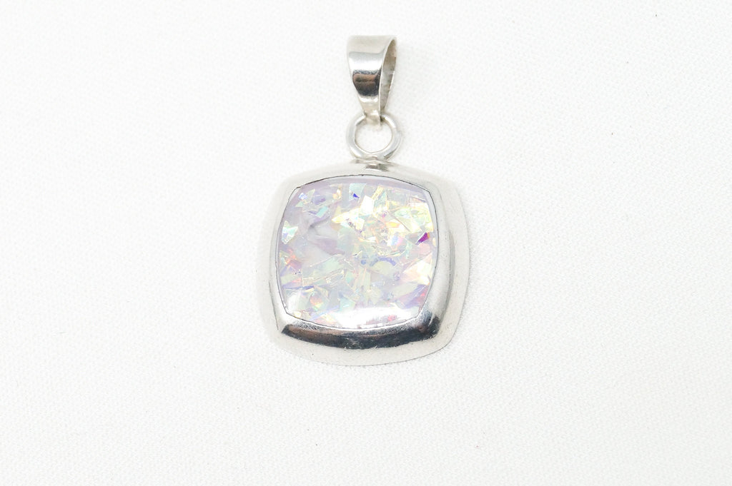 Vintage Mexico Art Deco Rainbow Foil Sterling Silver Necklace Pendant | Jewelry > Necklaces > Pendants | Wiccan Center
