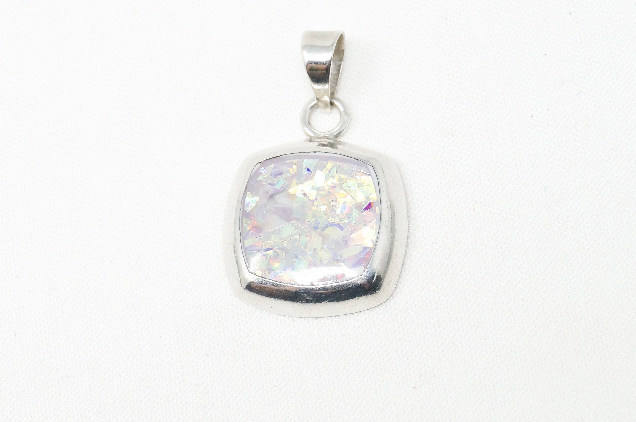 Vintage Mexico Art Deco Rainbow Foil Sterling Silver Necklace Pendant | Jewelry > Necklaces > Pendants | Wiccan Center
