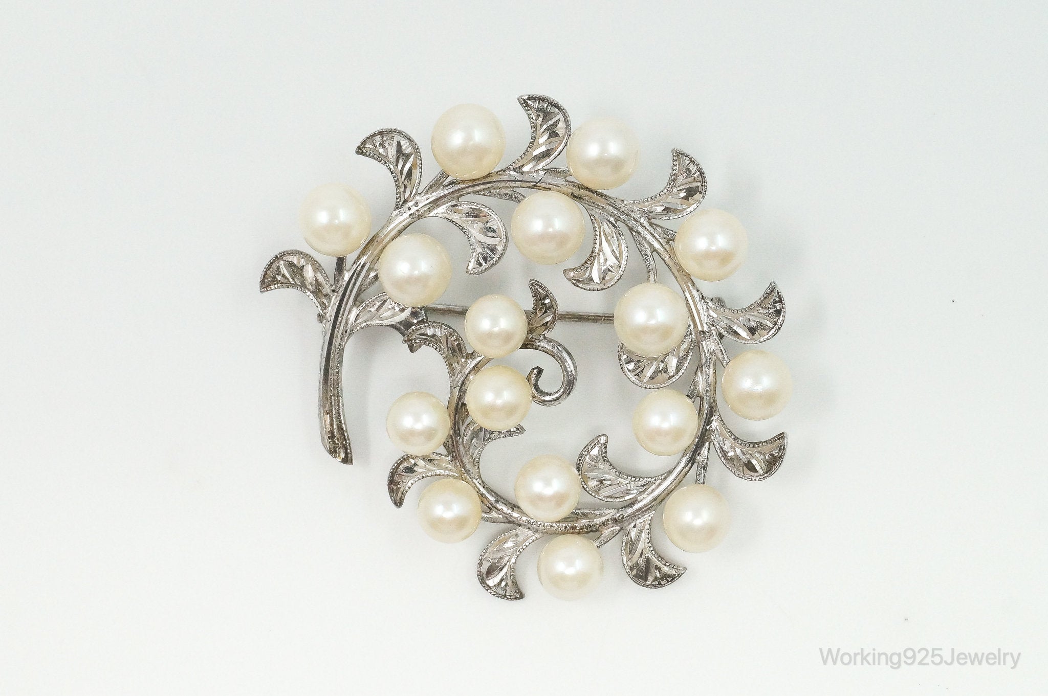 Large Antique Faux Pearl Sterling Silver Brooch Pin | Jewelry > Brooches, Pins & Clips | Wiccan Center