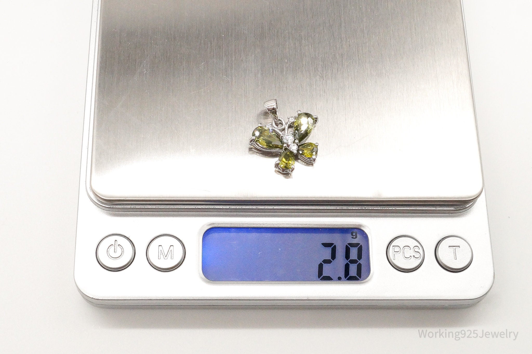 Butterfly Peridot Cubic Zirconia Sterling Silver Pendant | Jewelry > Necklaces > Pendants | Wiccan Center