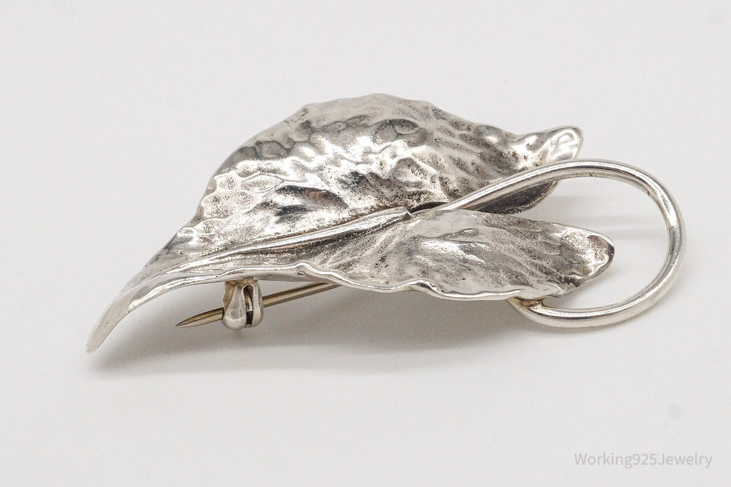 Large Antique Sterling Silver Leaf Pin Brooch | Jewelry > Brooches, Pins & Clips | Wiccan Center