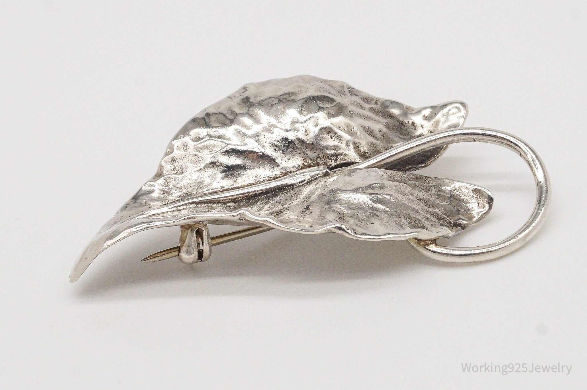 Large Antique Sterling Silver Leaf Pin Brooch | Jewelry > Brooches, Pins & Clips | Wiccan Center