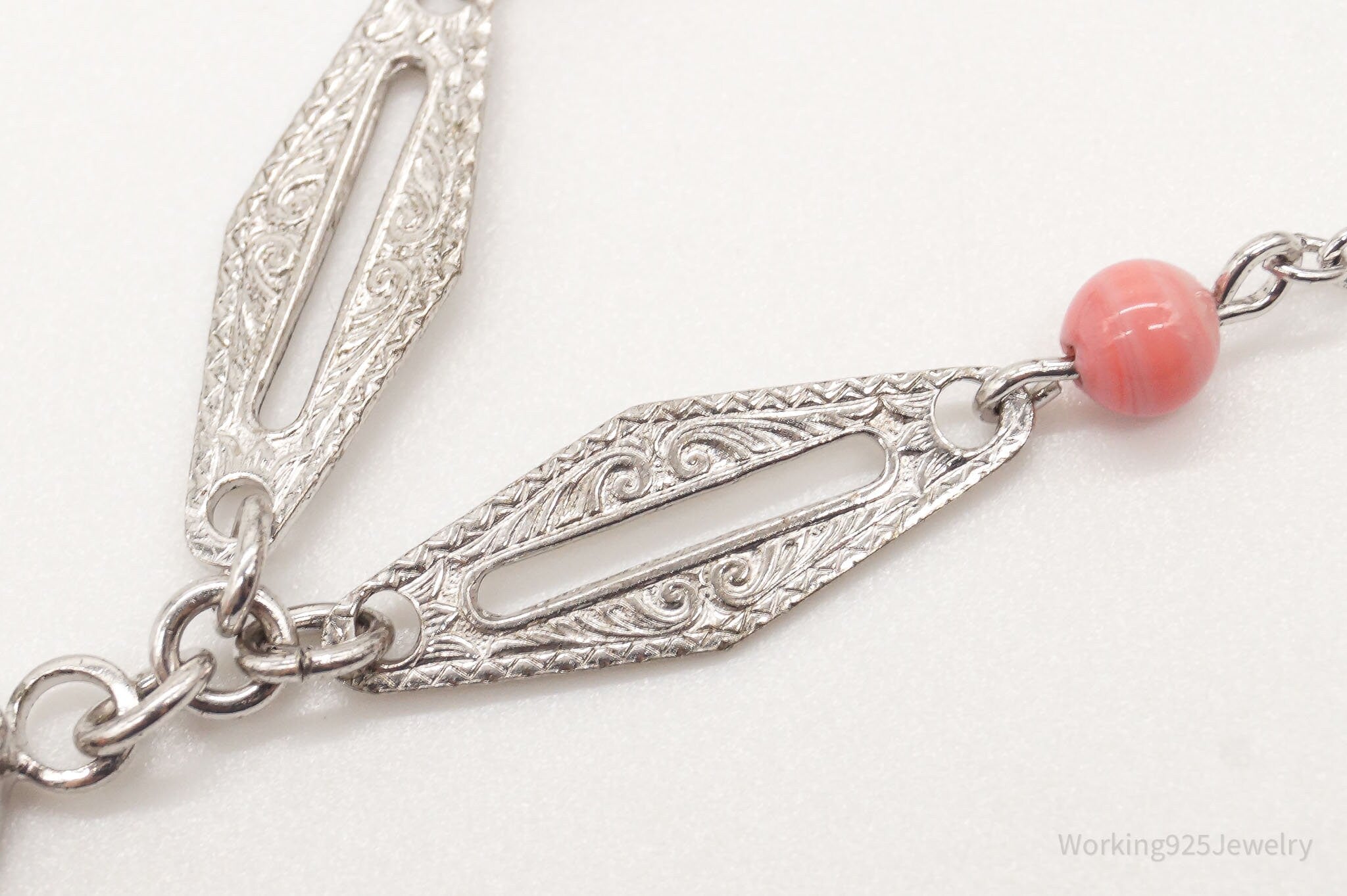 Antique Pink Stone Sterling Silver Necklace | Jewelry > Necklaces > Pendants | Wiccan Center