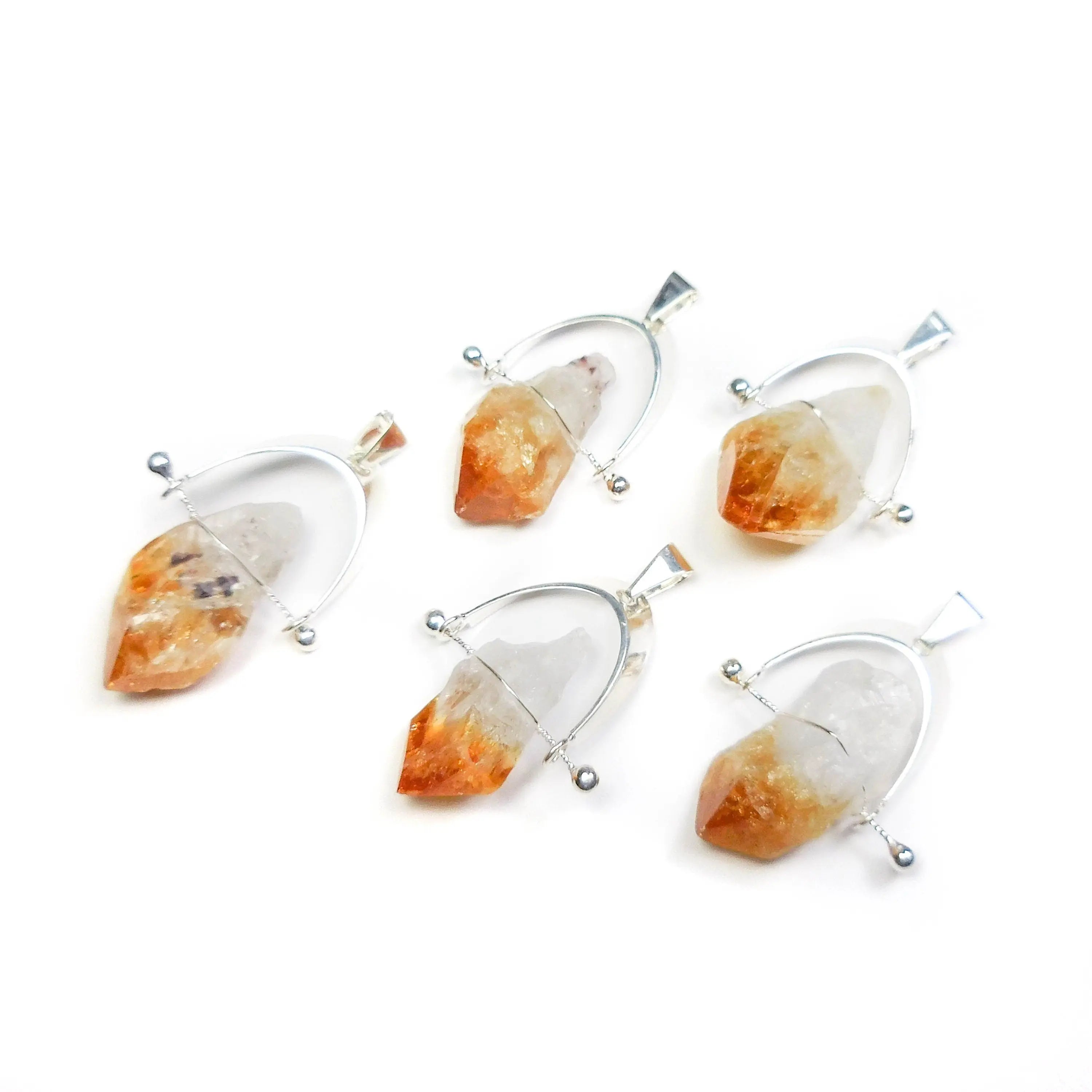 Citrine Crystal Point Pendant (Silver Plated Wire Wrapped) | Craft Supplies & Tools > Beads, Gems & Cabochons > Charms & Pendants > Pendants | Wiccan Center