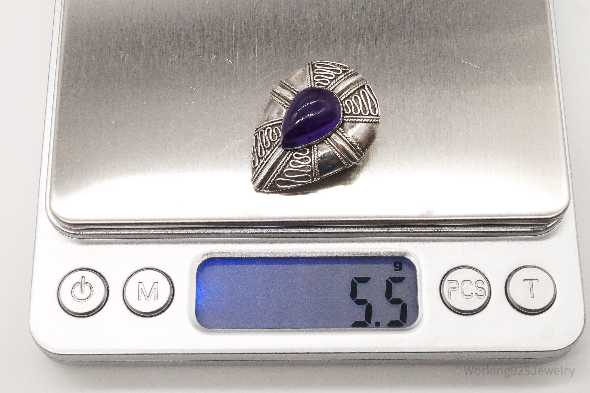 Vintage Amethyst Bali Sterling Silver Brooch Pin Pendant | Jewelry > Necklaces > Pendants | Wiccan Center