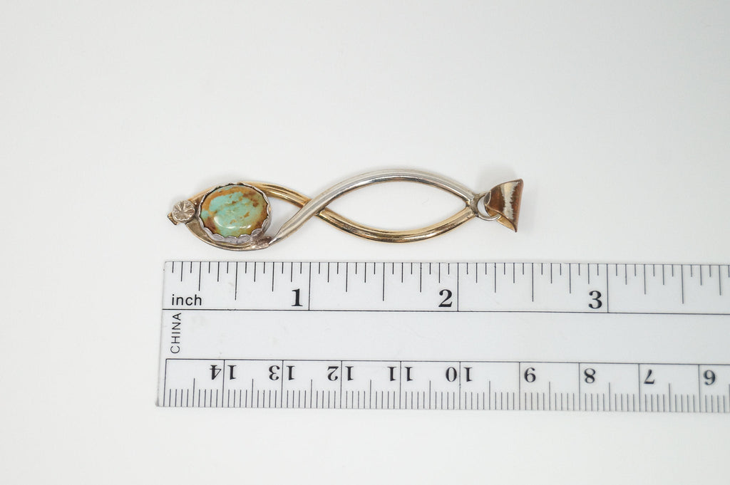 Vintage Native American 12K GF Green Turquoise Sterling Silver Pendant | Jewelry > Necklaces > Pendants | Wiccan Center