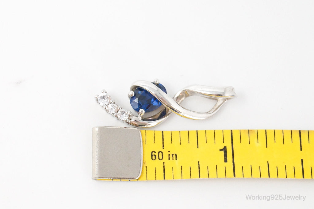 Blue Sapphire Cubic Zirconia Sterling Silver Necklace Pendant | Jewelry > Necklaces > Pendants | Wiccan Center