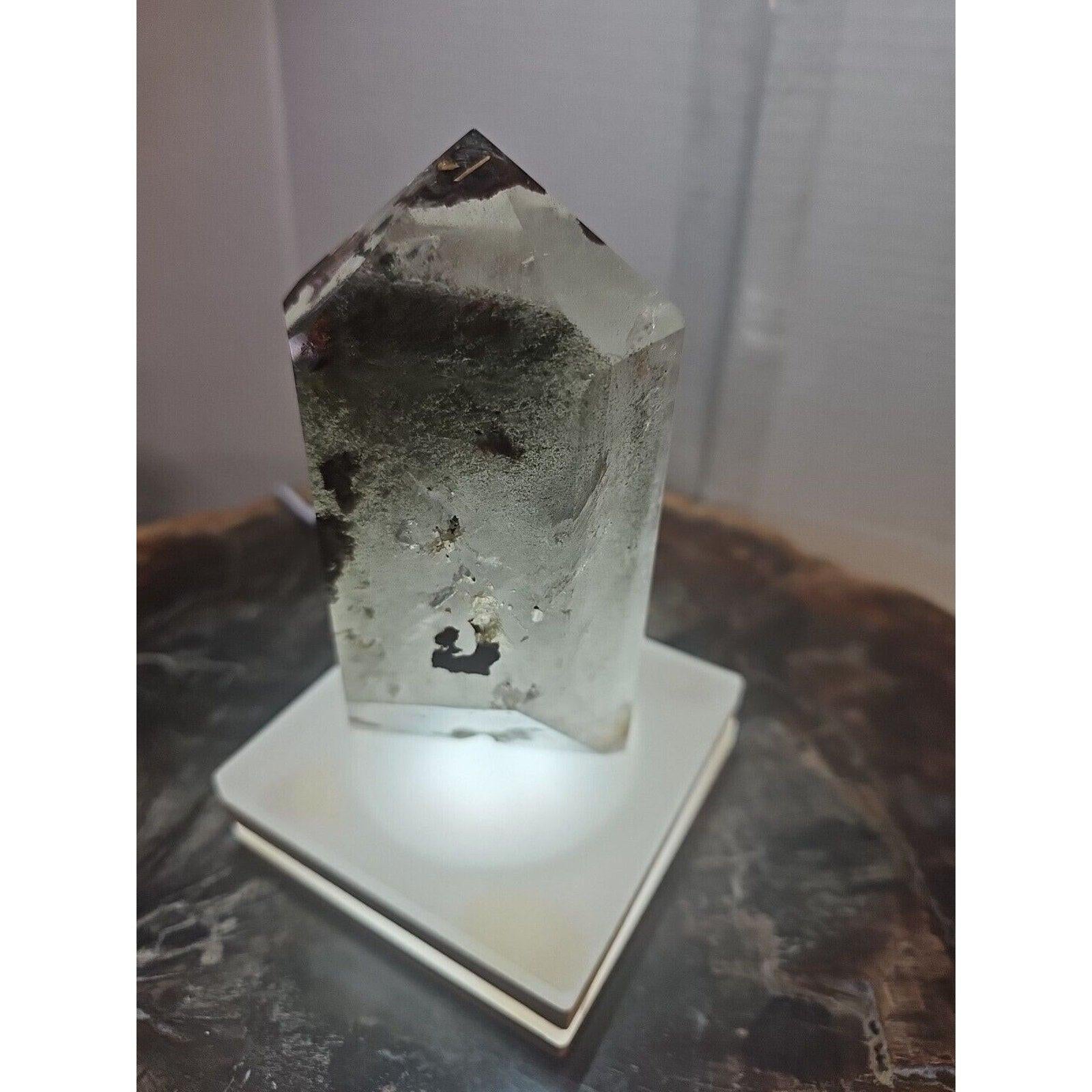 Madagascar Green Ghost Phantom Quartz Obelisk - 1.73LB Vitreous Healing Point | CrystalCloud Company | Crystal Points & Towers | Wiccan Center