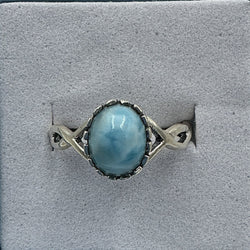 Sterling Silver Larimar Round Ring - Size 7 - Infinite Peace | Rings | Wiccan Center