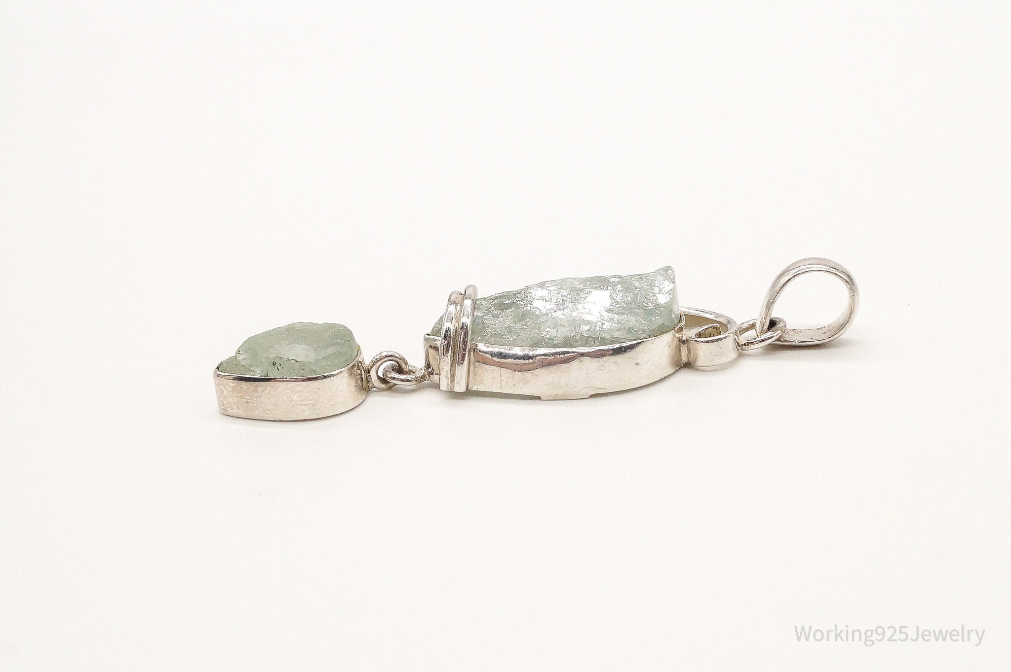Vintage Designer SJ Large Green Calcite Sterling Silver Pendant | Jewelry > Necklaces > Pendants | Wiccan Center