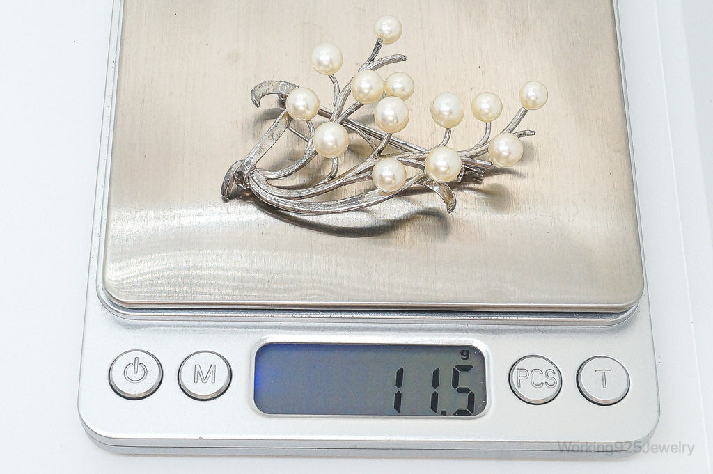 Large Antique Faux Pearl Sterling Silver Brooch Pin | Jewelry > Brooches, Pins & Clips | Wiccan Center