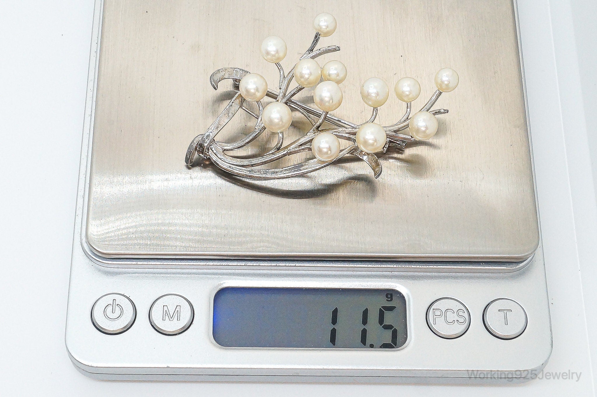 Large Antique Faux Pearl Sterling Silver Brooch Pin | Jewelry > Brooches, Pins & Clips | Wiccan Center