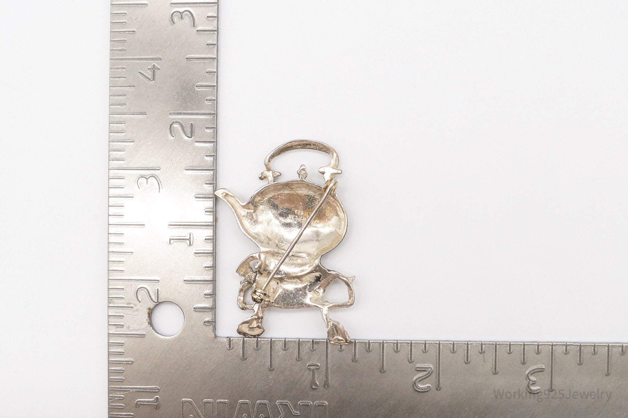 Large Vintage Tea Pot Kettle Sterling Silver Brooch Pin | Jewelry > Brooches, Pins & Clips | Wiccan Center