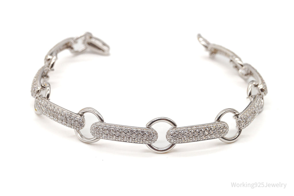 Vintage Designer Cubic Zirconia Open Link Sterling Silver Bracelet | Jewelry > Bracelets | Wiccan Center