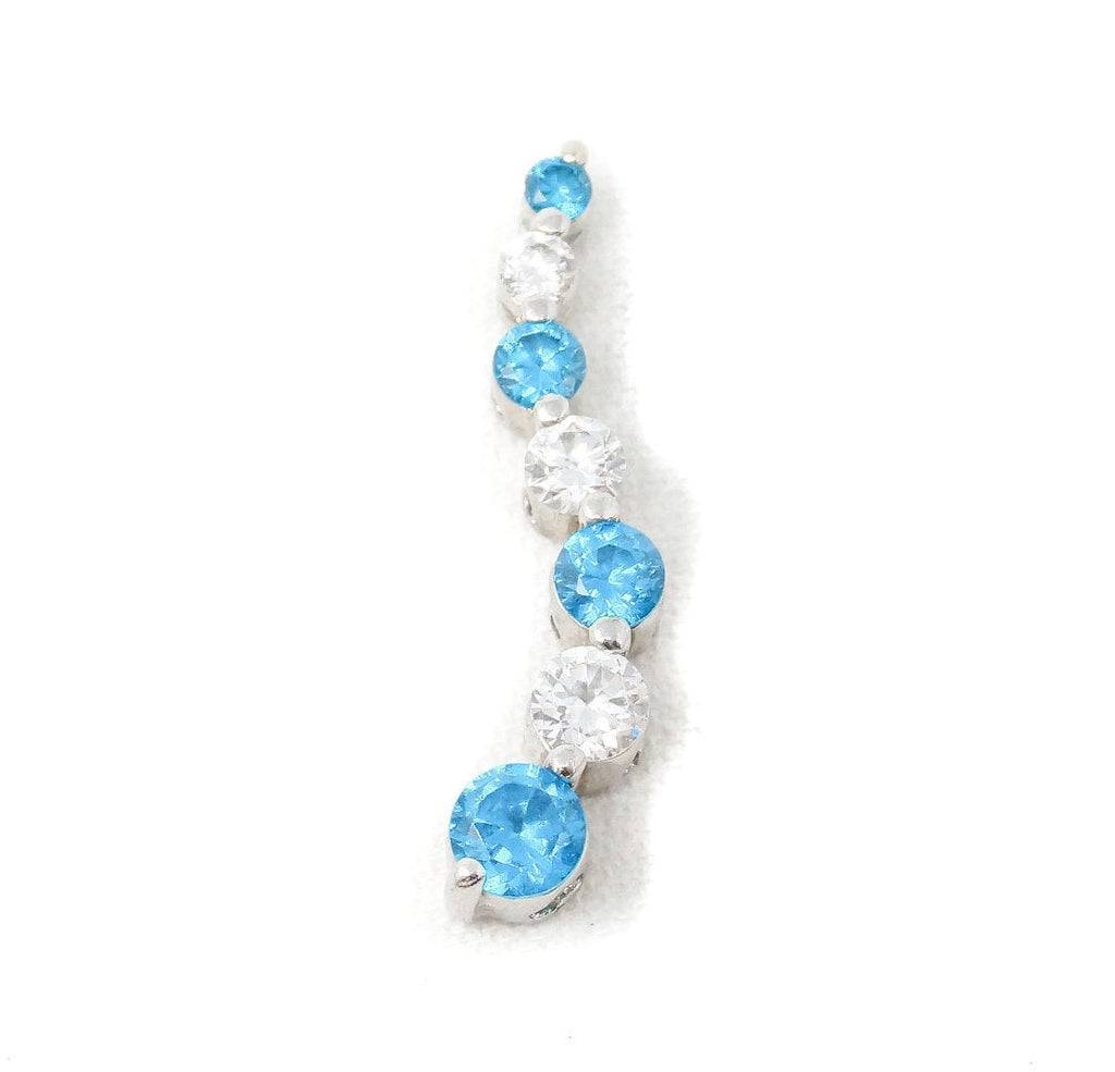 Vintage Designer SAI Art Deco Blue Topaz CZ Sterling Silver Necklace Pendant | Jewelry > Necklaces > Pendants | Wiccan Center