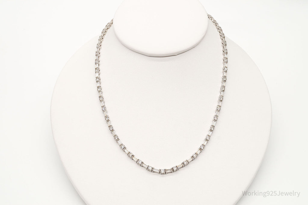 Vintage Cubic Zirconia Platinum Clad Sterling Silver Necklace 16" | Jewelry > Necklaces > Pendants | Wiccan Center