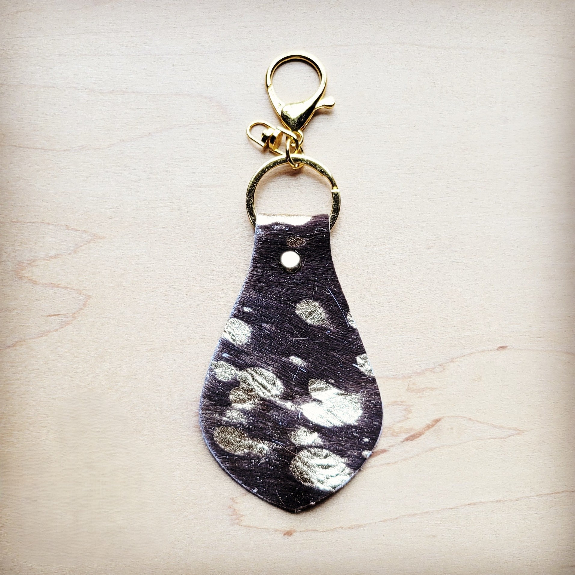 **Hair-on-Hide Leather Key Chain - Brown Metallic 703k | Key Chain | Wiccan Center