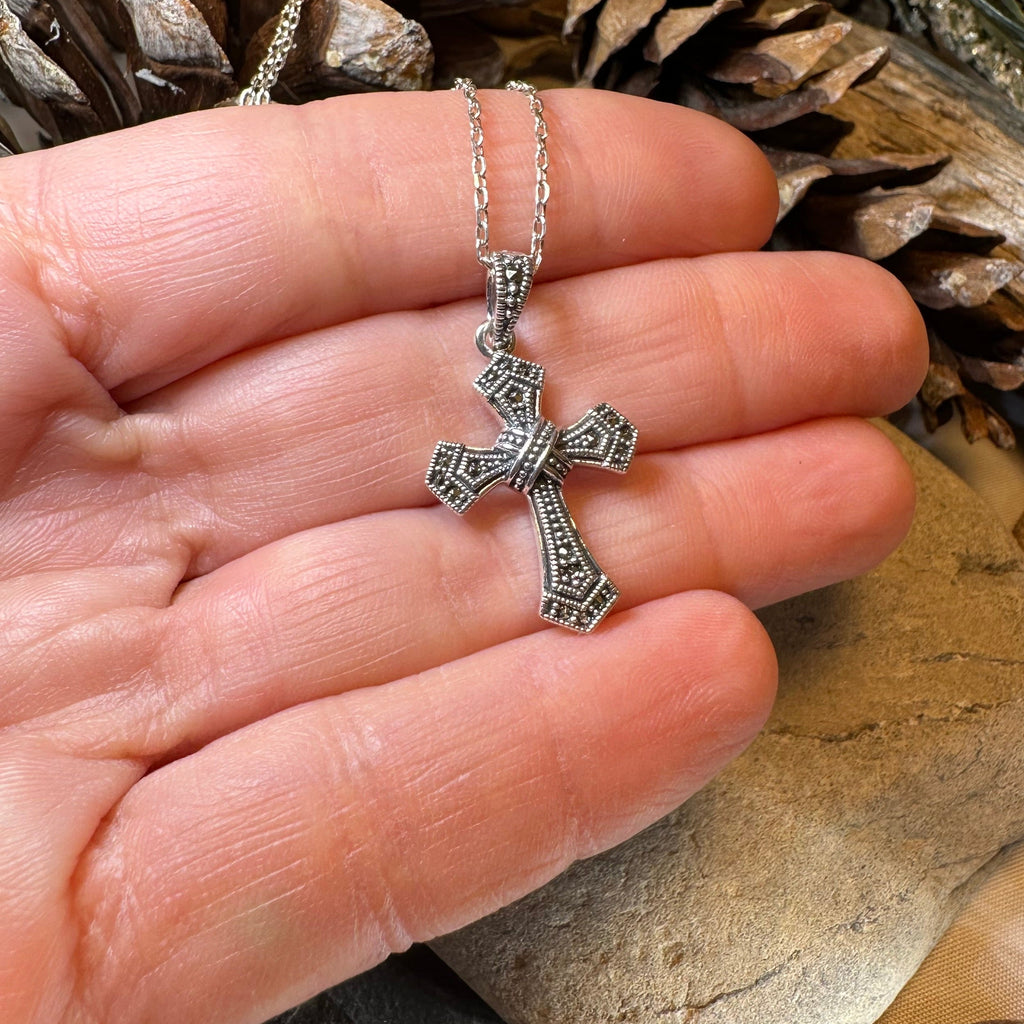 Adain Marcasite Cross Necklace in Sterling Silver