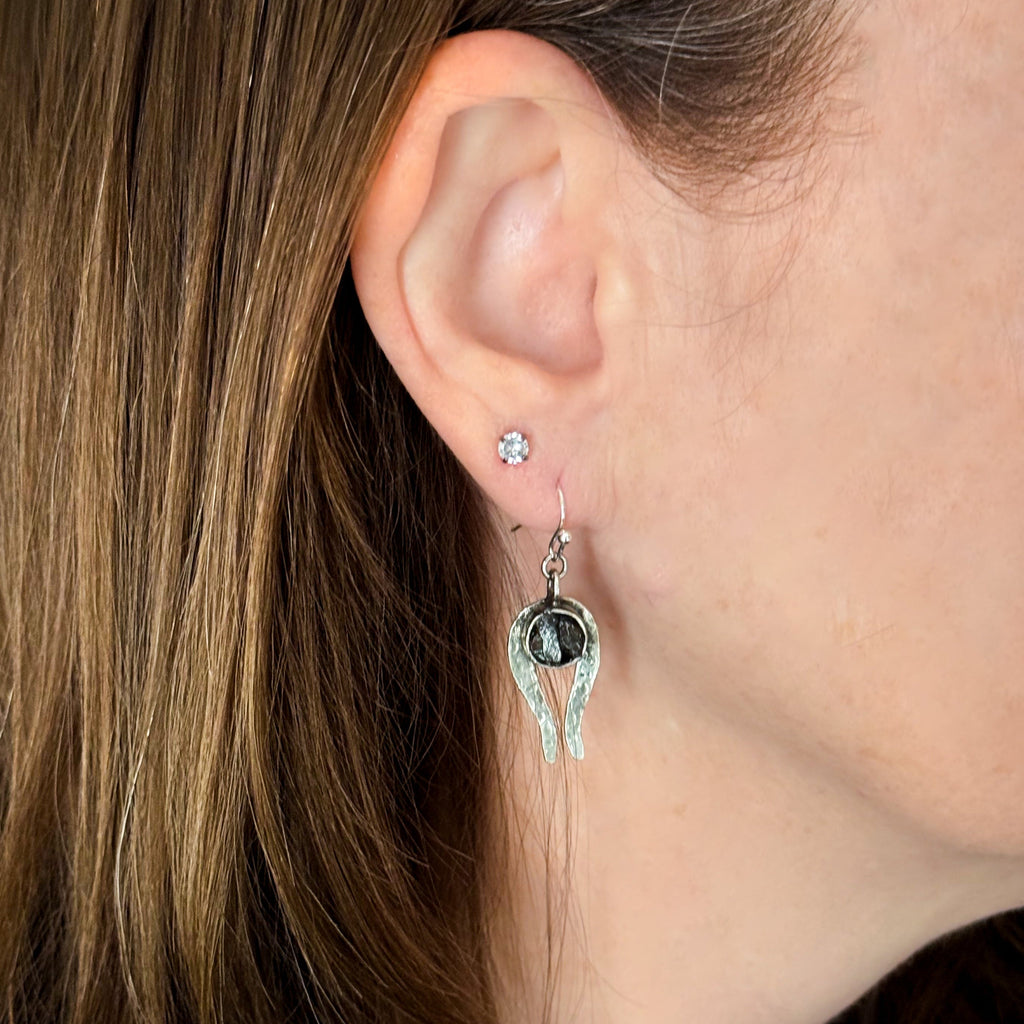 Comet Earrings with Authentic Meteorite | Earrings | Wiccan Center