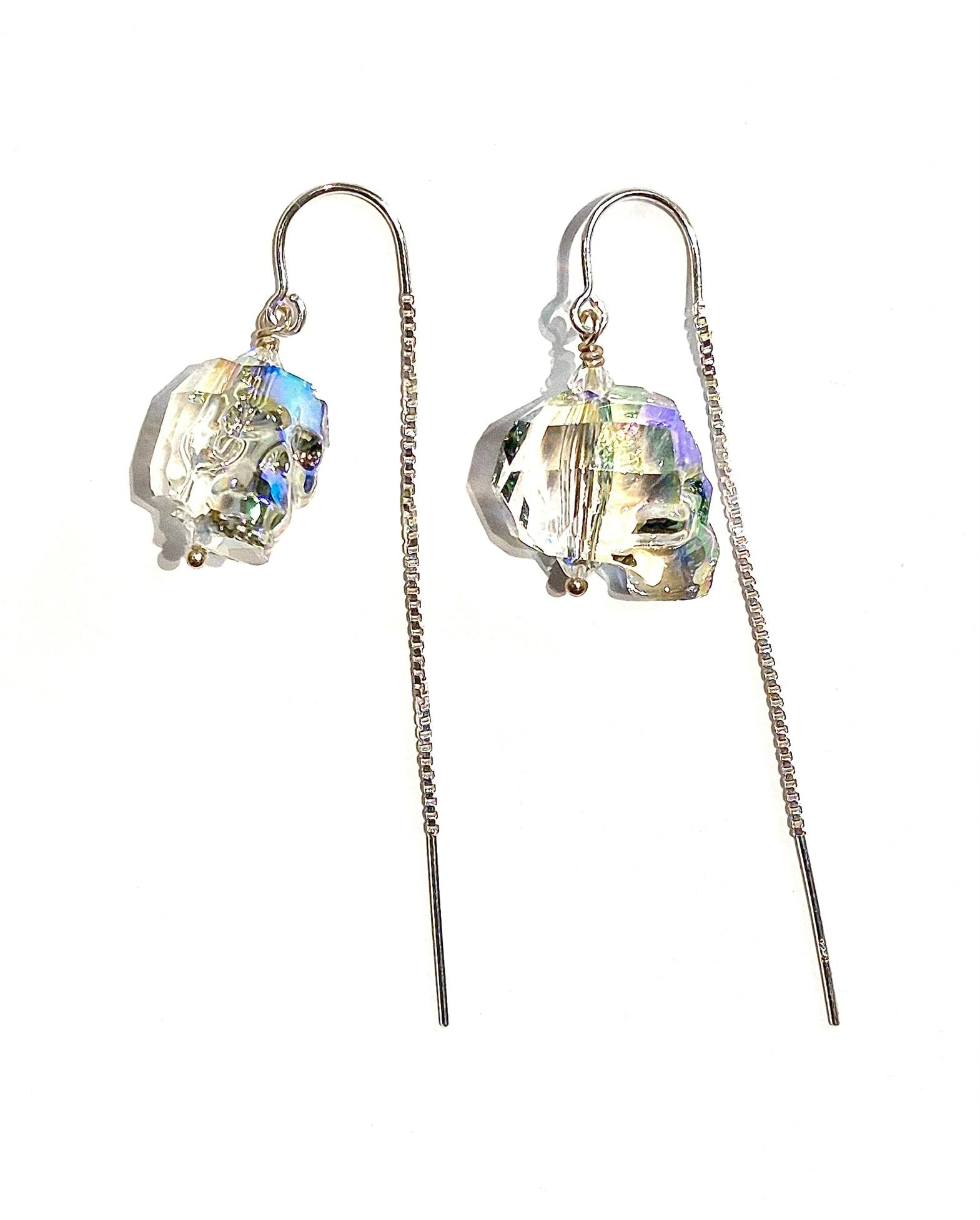 Swarovski Skull Threader Earrings