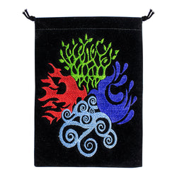 4 Elements Black Velvet Embroidered Bag | Tarot Cards | Wiccan Center