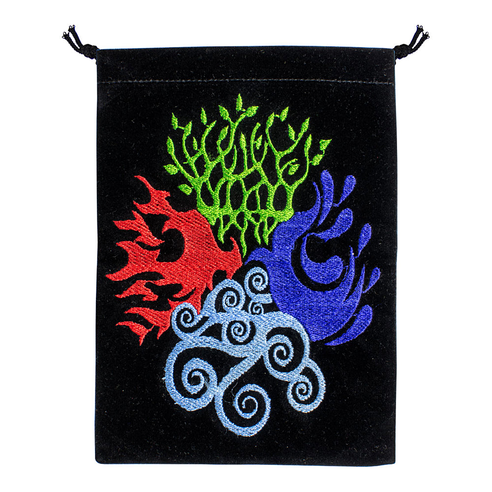 4 Elements Black Velvet Embroidered Bag | Tarot Cards | Wiccan Center