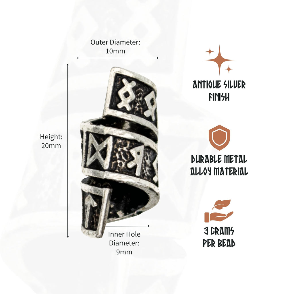 Rune Beard Rings – Elder Futhark Viking Beard Beads (8-Pack)