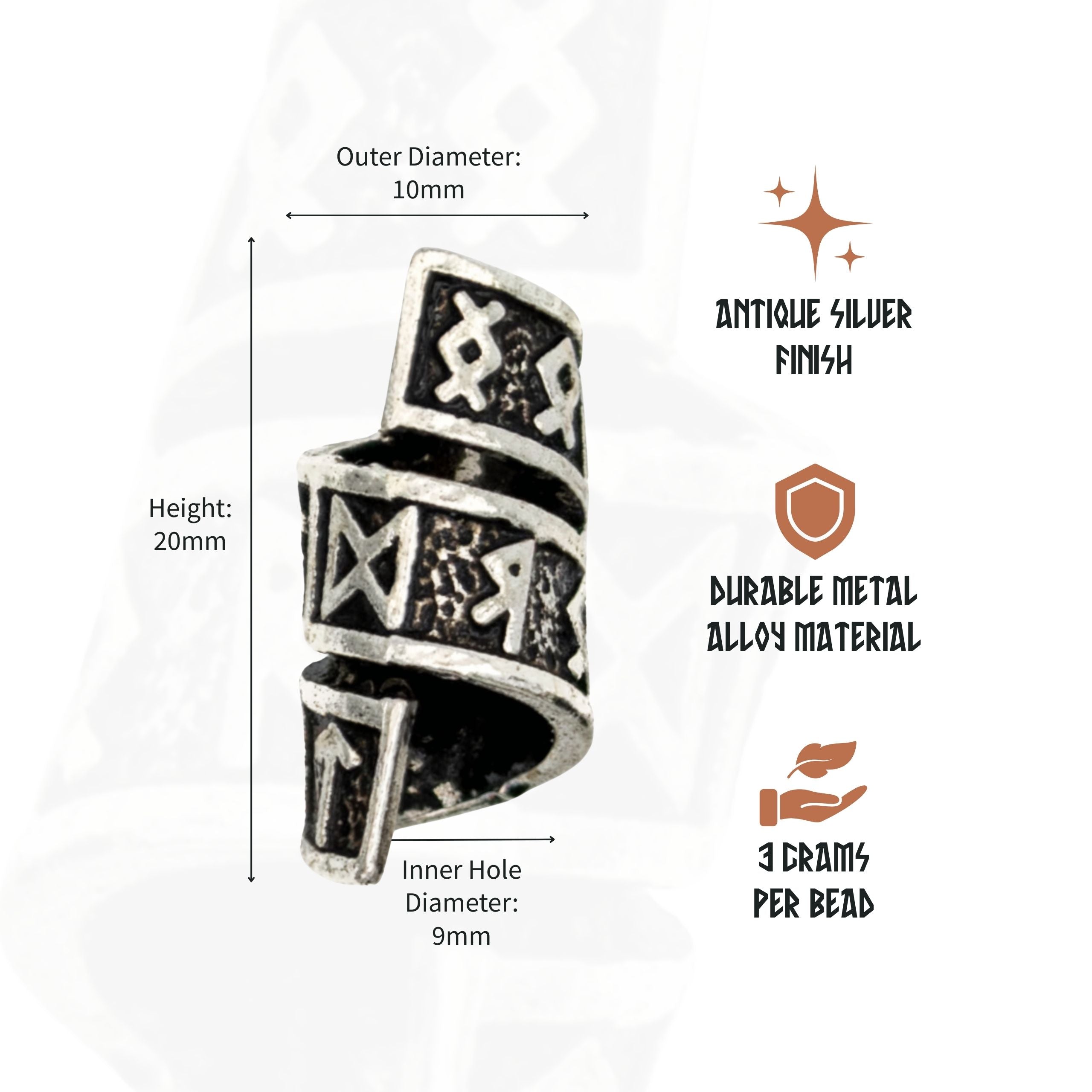 Rune Beard Rings – Elder Futhark Viking Beard Beads (8-Pack)