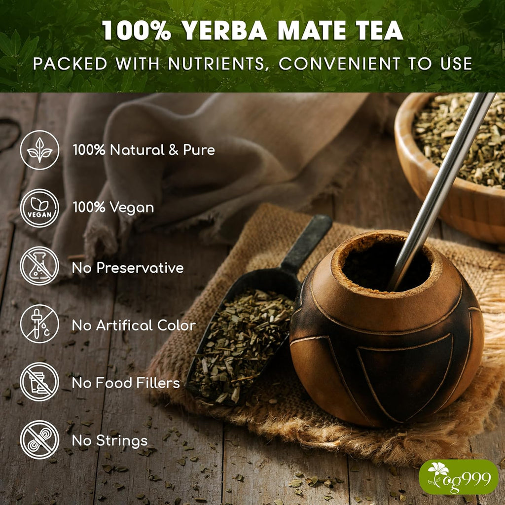 Yerba Mate Tea Bags, Hi-Caffeine, Unsmoked Yerba Mate Tea Bags, Super-Green Yerba Mate, No Dust | Tea | Wiccan Center