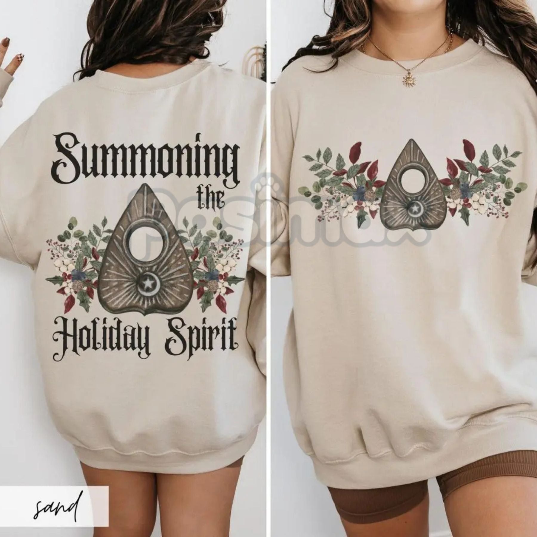 Gothic Cottagecore Holiday Séance Ouija Board Christmas Sweatshirt | Mystical Victorian Jumper | Dark Occult Winter Gift | Sweatshirt | Wiccan Center