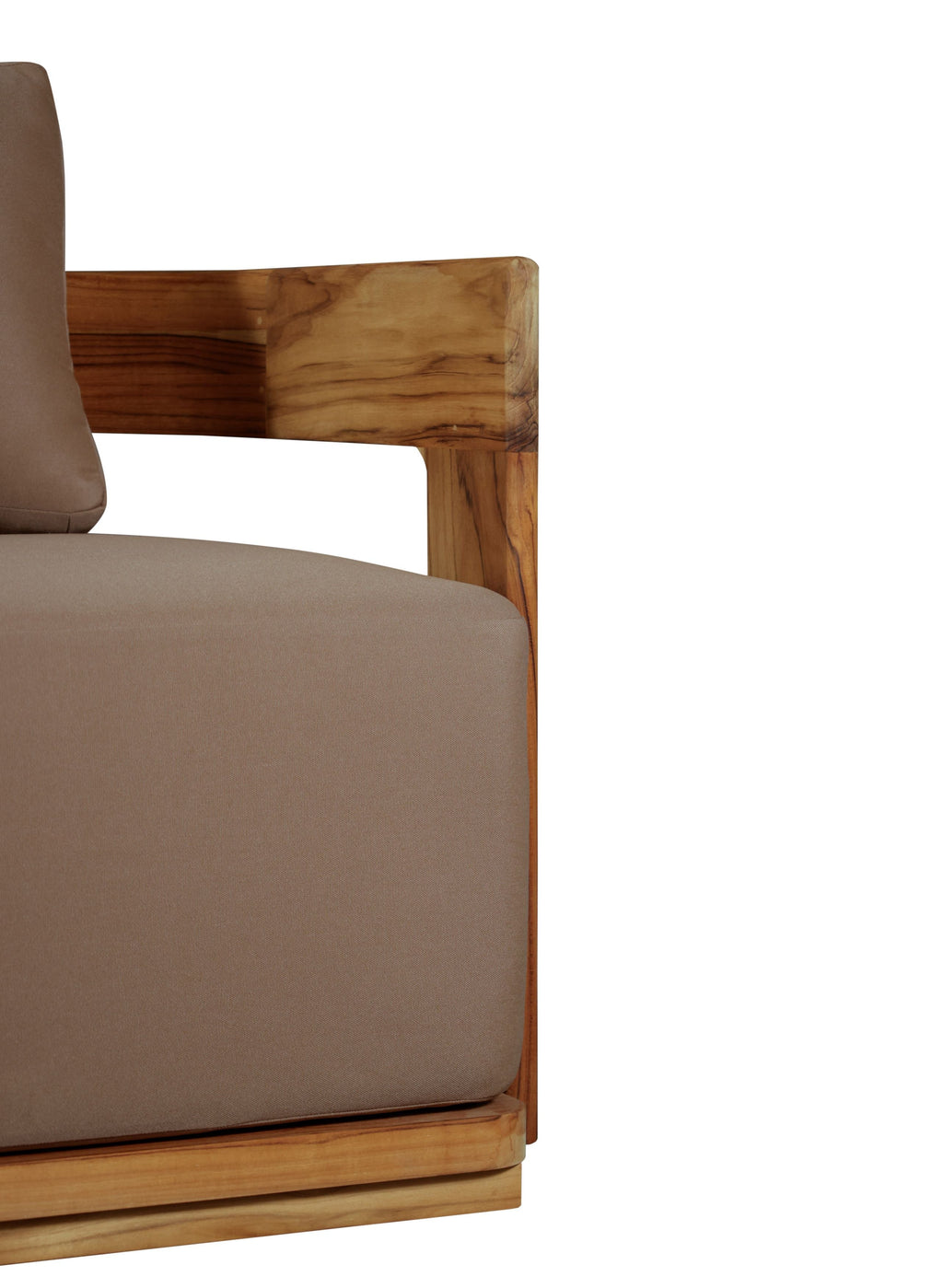 Eclipse Outdoor solid Teak Wood Sofa Set - light brown fabric | outdoor living room set | Wiccan Center