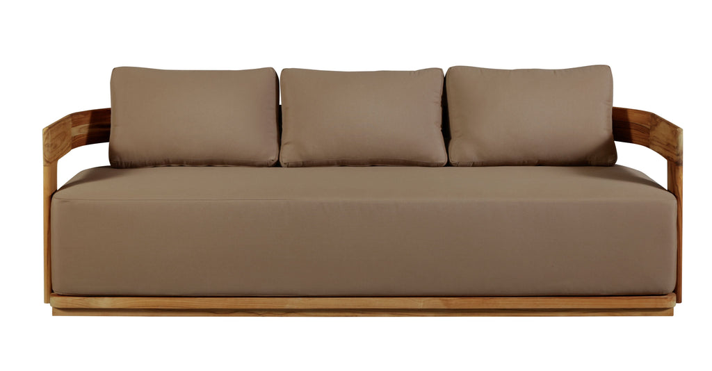 Eclipse Outdoor solid Teak Wood Sofa Set - light brown fabric | outdoor living room set | Wiccan Center