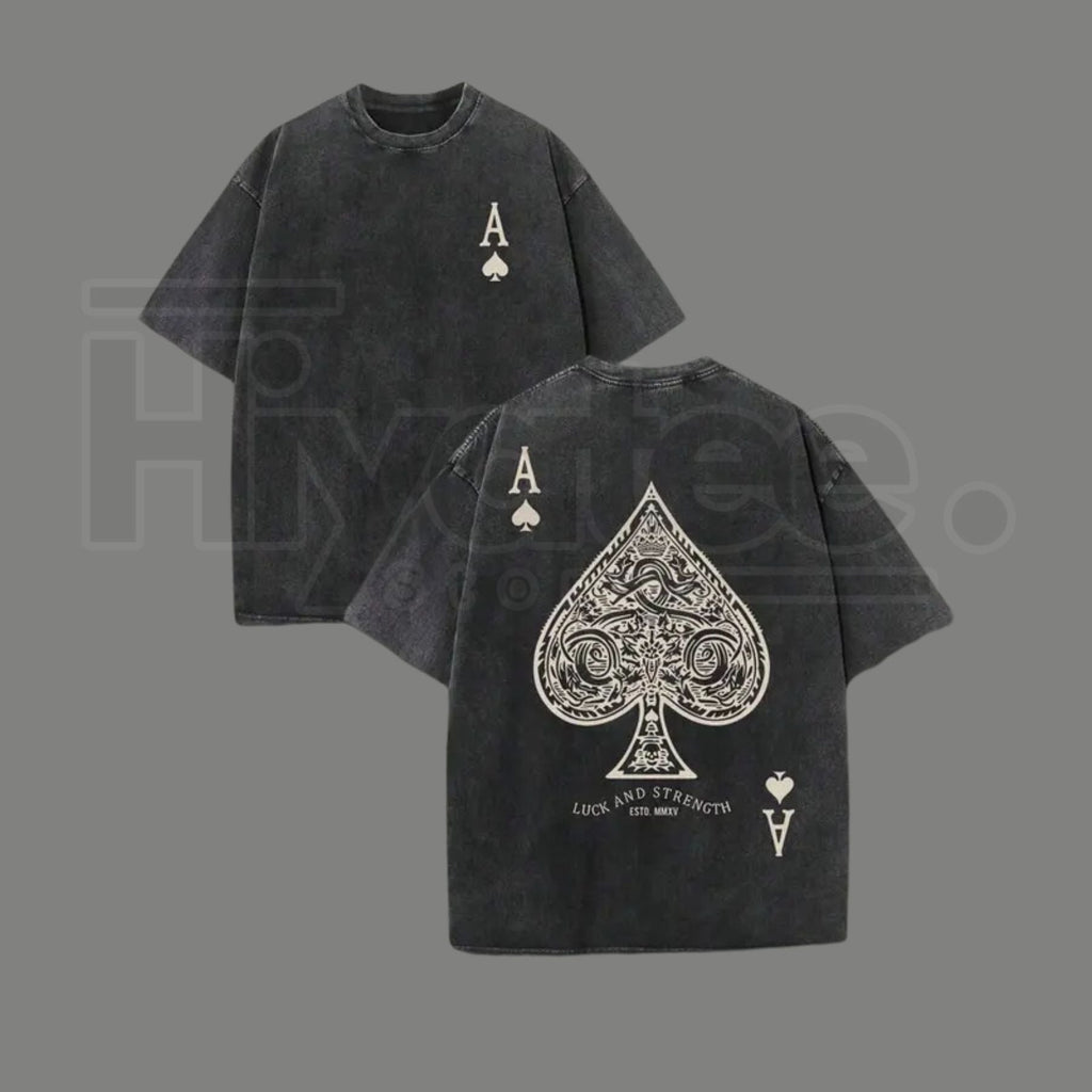 Luck and Strength Vintage Washed T-Shirt – 230G Heavy Cotton Double-Sided Graphic Tee
