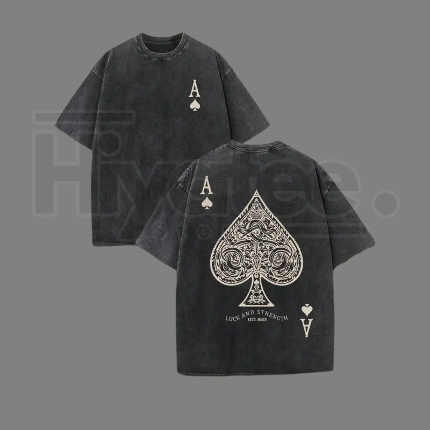 Luck and Strength Vintage Washed T-Shirt – 230G Heavy Cotton Double-Sided Graphic Tee