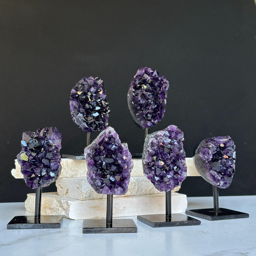 4 Inch Amethyst Crystals on Metal Stand. | | Wiccan Center