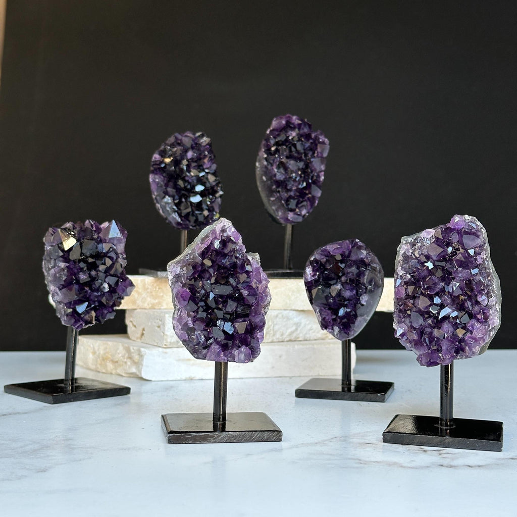 4 Inch Amethyst Crystals on Metal Stand. | | Wiccan Center