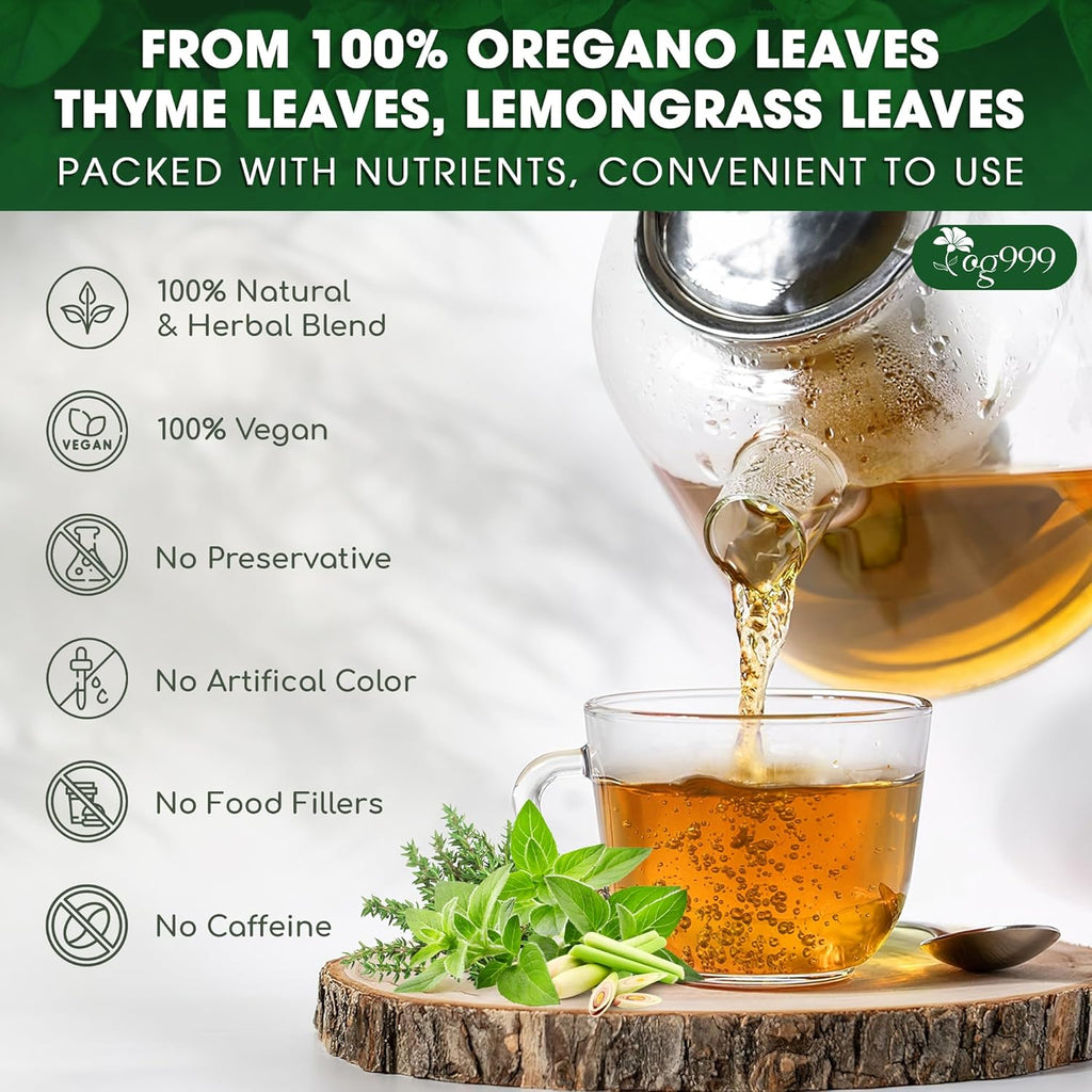 Premium Oregano Herbal Tea with Jasmine-Like Notes | Blend of Oregano, Thyme & Lemongrass | Tea | Wiccan Center