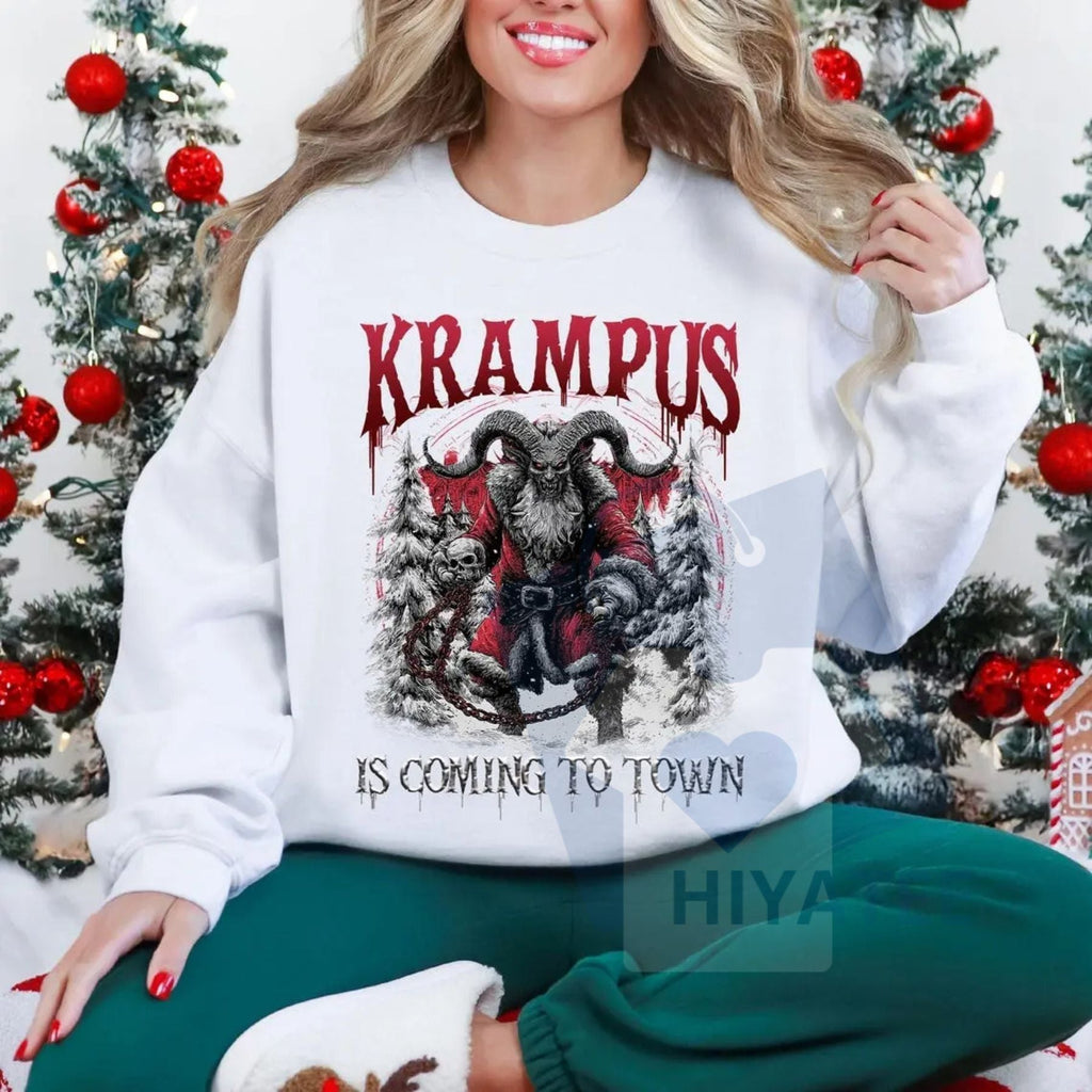 Krampus Is Coming To Town Sweatshirt: Gothic Christmas Shirt | Sweatshirt | Wiccan Center