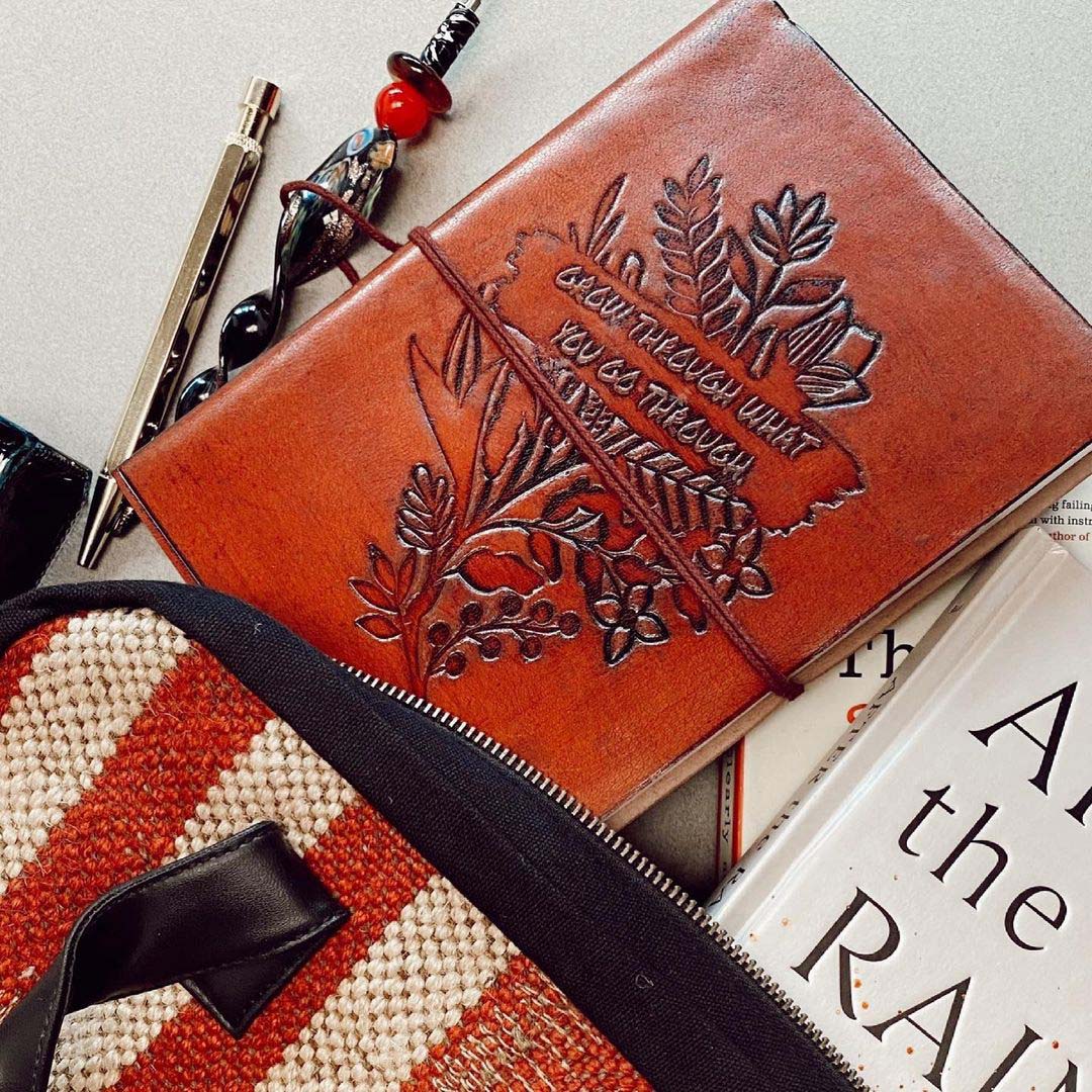 "Grow Through What You Go Through" Leather Journal - Your Healing Partner | Journal | Wiccan Center