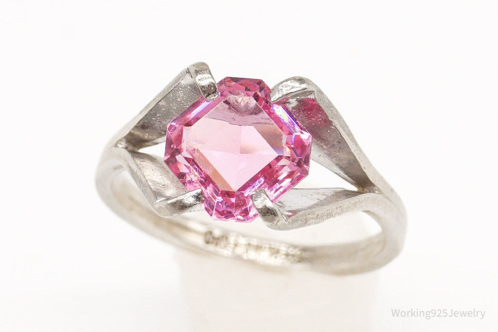 Vintage Designer Espo Pink Cubic Zirconia Sterling Silver Ring - Size 5 | Jewelry > Rings | Wiccan Center