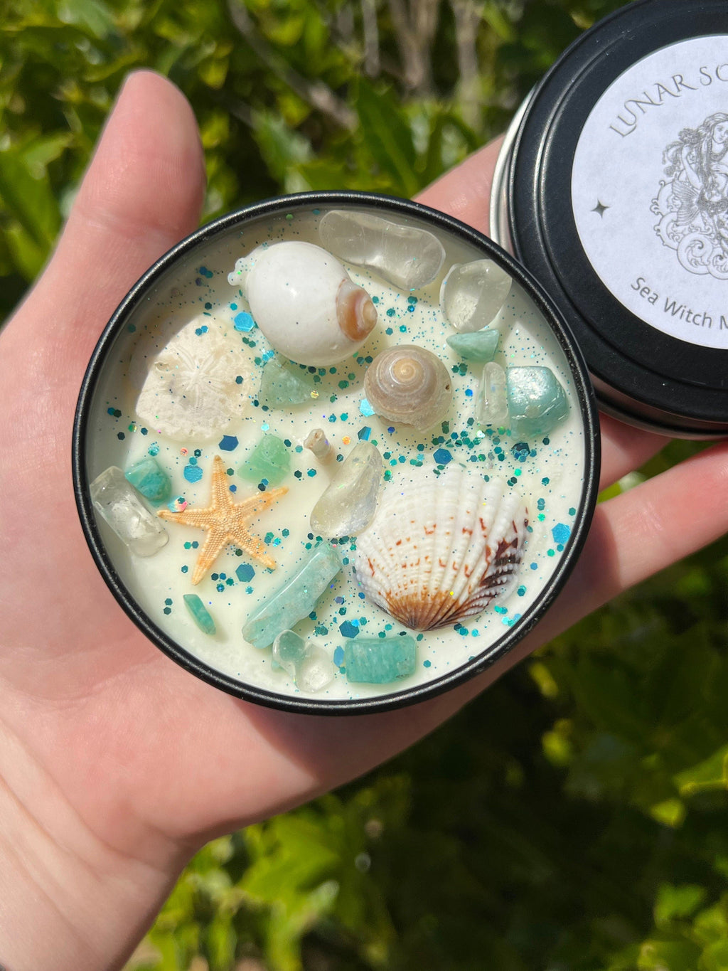 Sea Witch Mermaid Magick Candle | Witchcraft Altar Ritual Spell Ocean Amphirtite Beach Water Goddess Witchy Gift Crystal Herbal Intention | | Wiccan Center