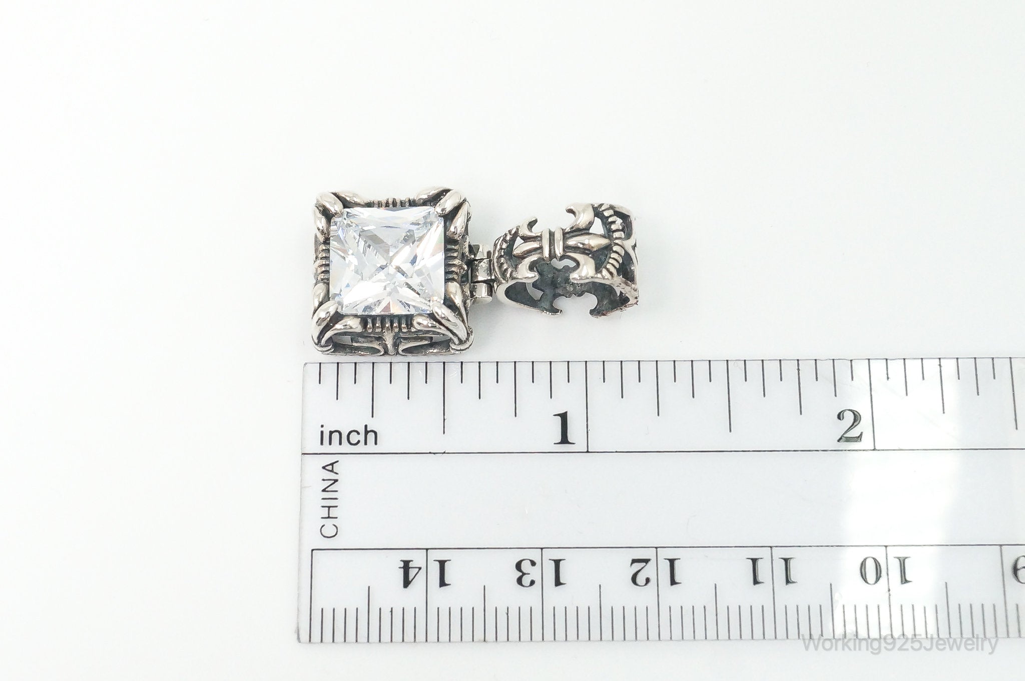 Vintage Designer Silpada "Uptown" CZ Sterling Silver Scroll Necklace Pendant | Jewelry > Necklaces > Pendants | Wiccan Center