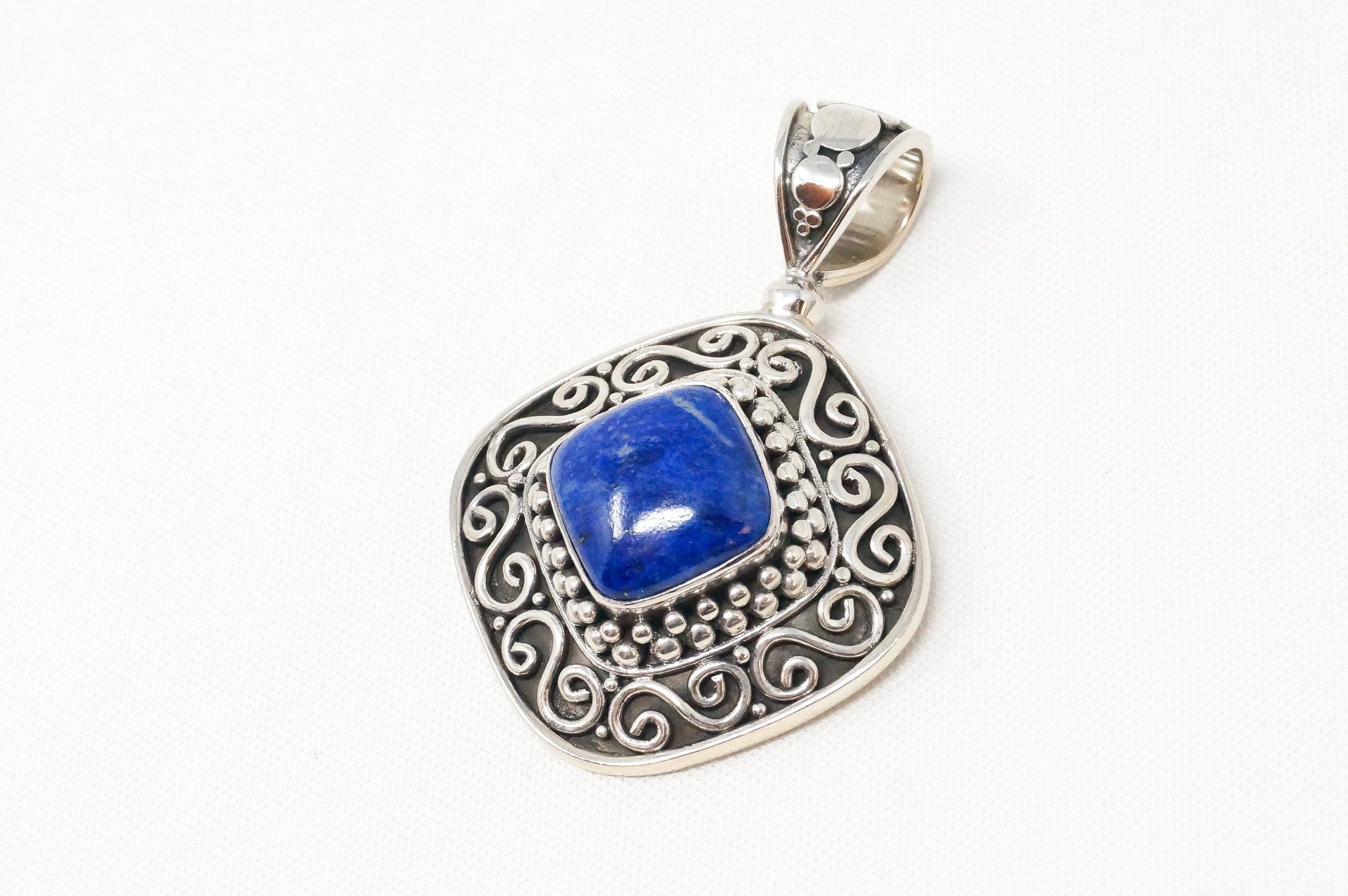 Vintage Designer BA Suarti Lapis Lazuli Bali Sterling Silver Necklace Pendant | Jewelry > Necklaces > Pendants | Wiccan Center