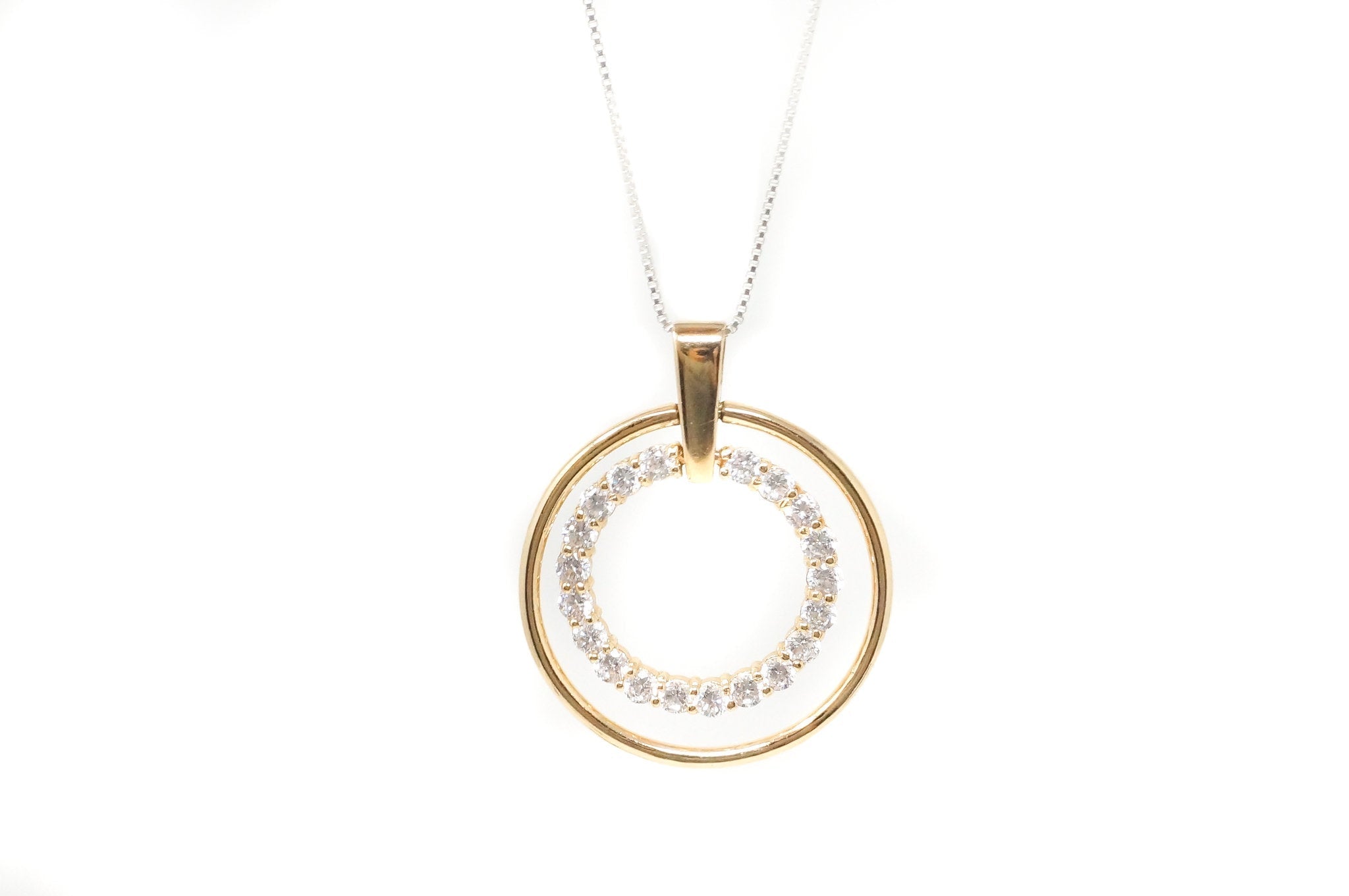 Vtg Designer FAS Gold Vermeil Cubic Zirconia Sterling Silver Necklace Pendant | Jewelry > Necklaces > Pendants | Wiccan Center