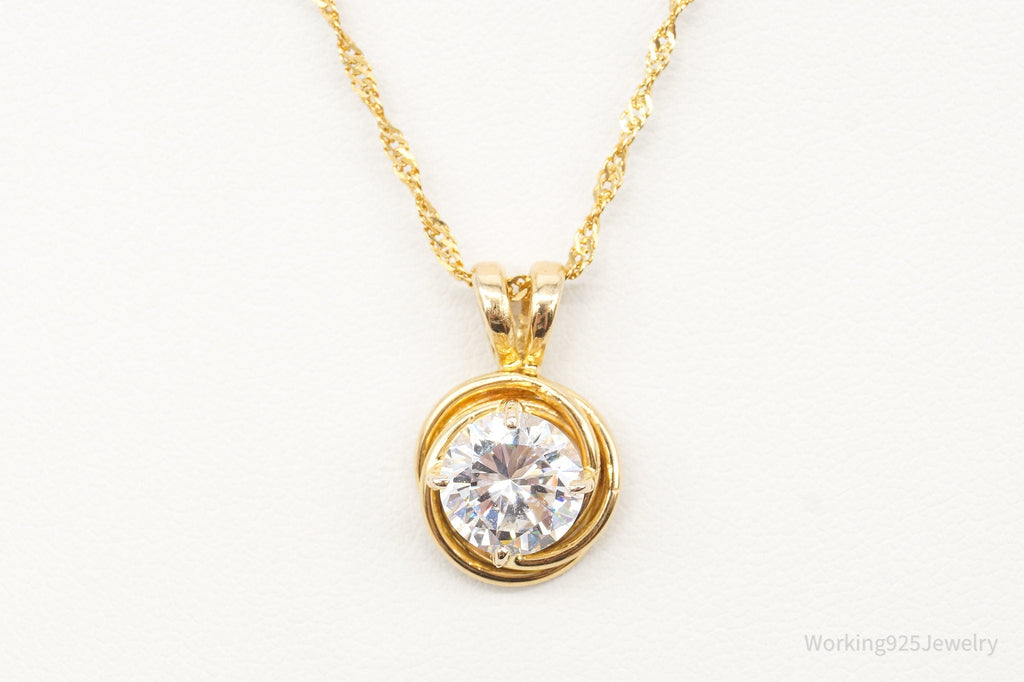 Vintage Gold Vermeil Cubic Zirconia Sterling Silver Necklace | Jewelry > Necklaces > Pendants | Wiccan Center