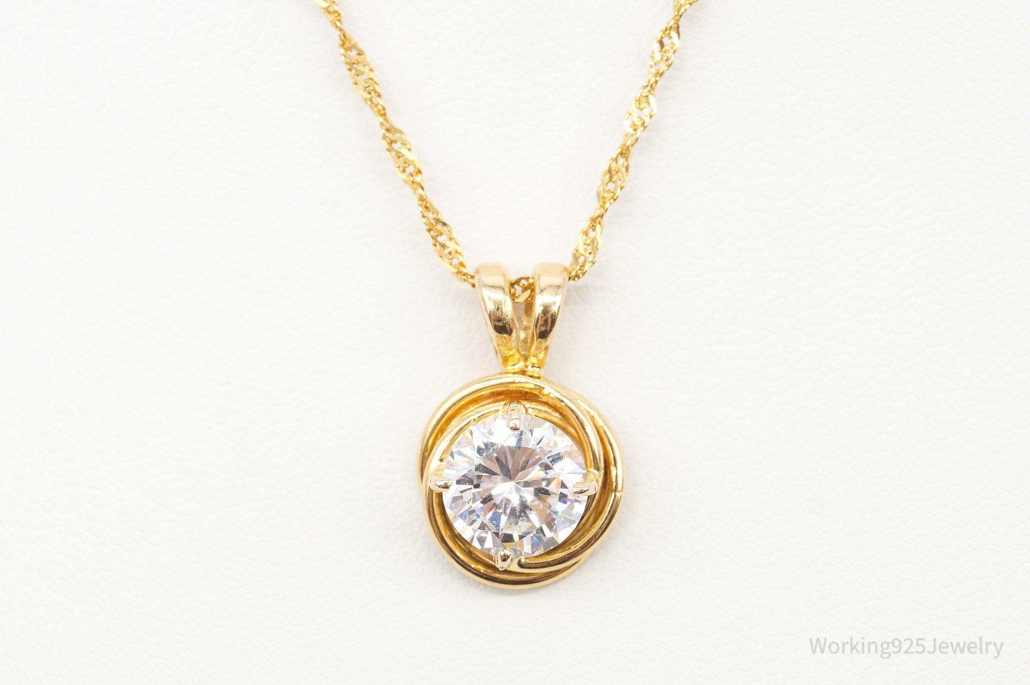 Vintage Gold Vermeil Cubic Zirconia Sterling Silver Necklace | Jewelry > Necklaces > Pendants | Wiccan Center