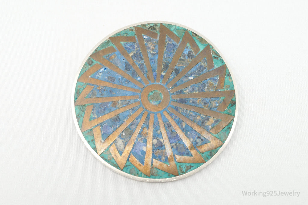 Vintage Taxco POM Mexican Brass Abstract Sterling Silver Brooch Pin Pendant | Jewelry > Necklaces | Wiccan Center