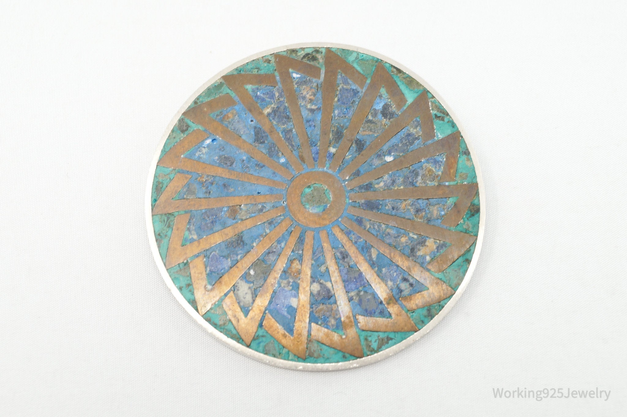 Vintage Taxco POM Mexican Brass Abstract Sterling Silver Brooch Pin Pendant | Jewelry > Necklaces | Wiccan Center